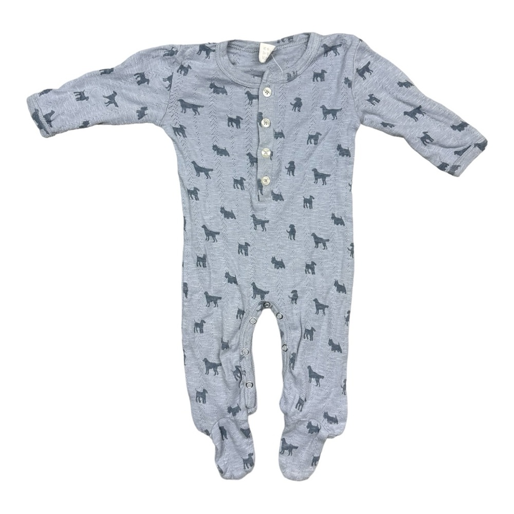 6/9 Month Kate Quinn Organic Pointelle One Piece Footie Dogs EUC Unisex